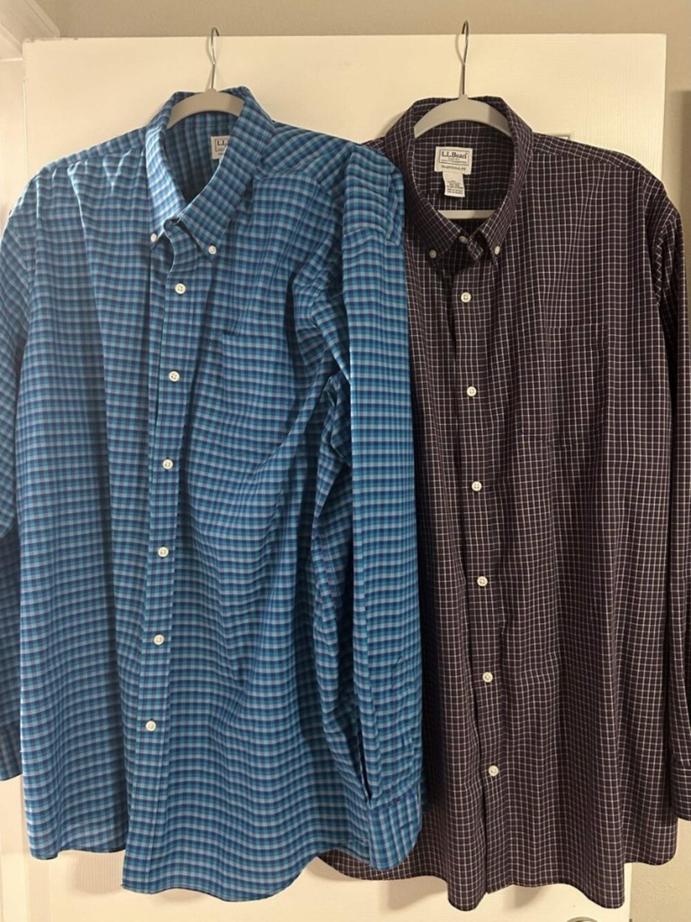 L.L.Bean Men's XXL Plaid Button Down Shirts Bundle Lot of 2 Cotton